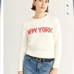 Free Assembly White Sweater with Red 'New York' Design 100% cotton size small